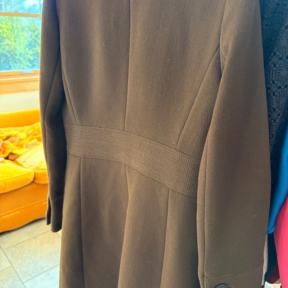 J. Crew Brown Doublecloth Wool Coat with Self Tie Belt Size 4 - Picture 3 of 3